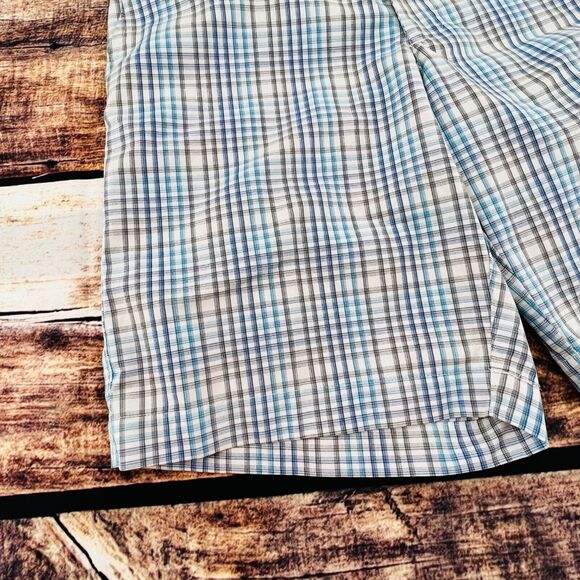 PGA‎ Tour Men's White Blue Plaid Flat Front Bermuda Golf Short Size 32 High Rise - Picture 5 of 7